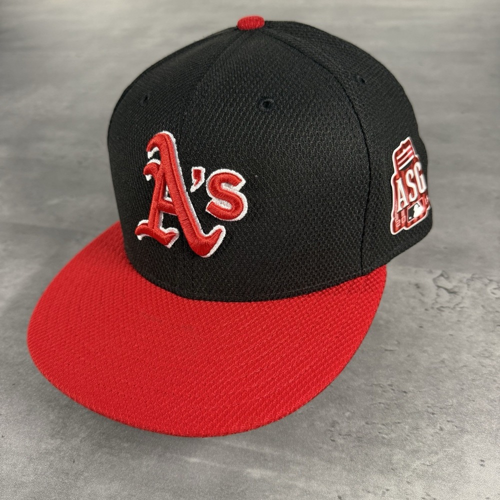 Oakland Athletics A's Hat New Era Cap 7 7/8 Black Red Vented Mesh 2015 ASG Patch